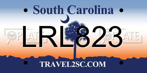 LRL823 South Carolina License Plate