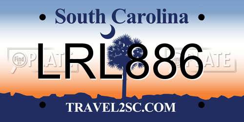 LRL886 South Carolina License Plate