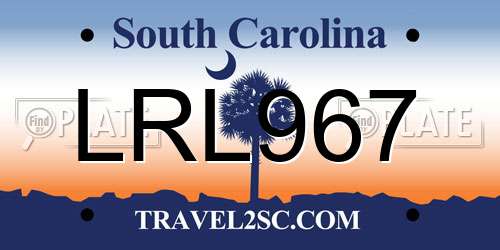 LRL967 South Carolina License Plate