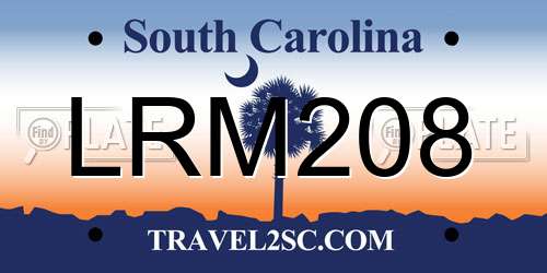 LRM208 South Carolina License Plate