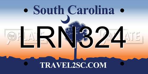 LRN324 South Carolina License Plate