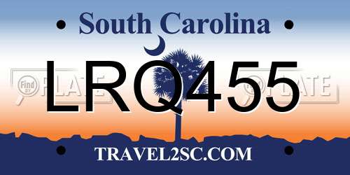 LRQ455 South Carolina License Plate