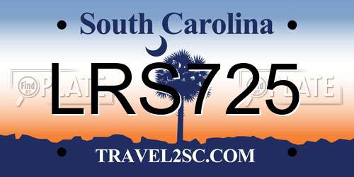 LRS725 South Carolina License Plate