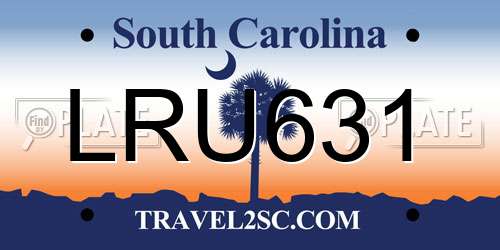 LRU631 South Carolina License Plate