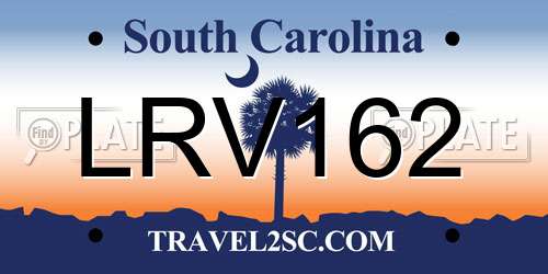 LRV162 South Carolina License Plate