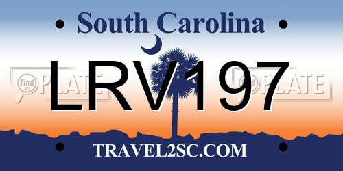 LRV197 South Carolina License Plate
