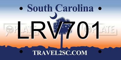 LRV701 South Carolina License Plate