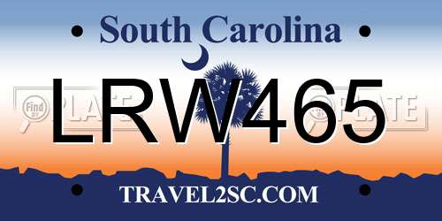 LRW465 South Carolina License Plate