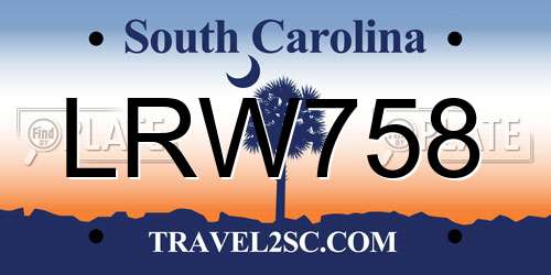 LRW758 South Carolina License Plate