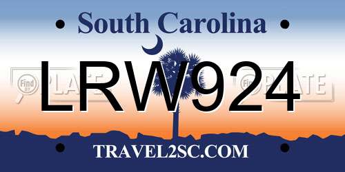 LRW924 South Carolina License Plate