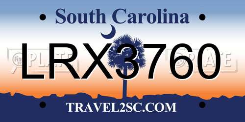 LRX3760 South Carolina License Plate