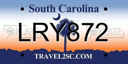 LRY872 South Carolina License Plate