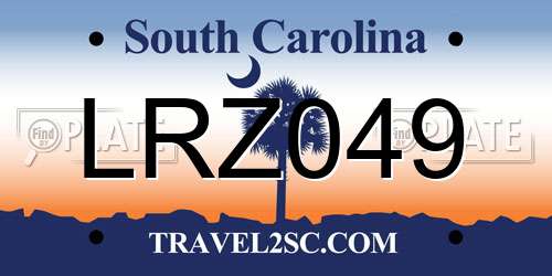 LRZ049 South Carolina License Plate