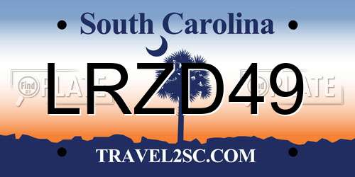 LRZD49 South Carolina License Plate