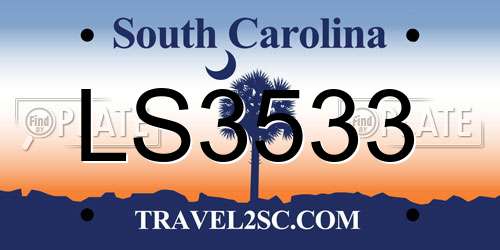LS3533 South Carolina License Plate