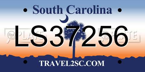 LS37256 South Carolina License Plate
