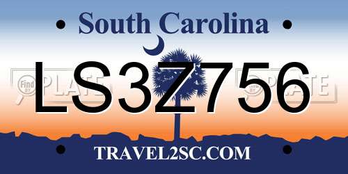 LS3Z756 South Carolina License Plate