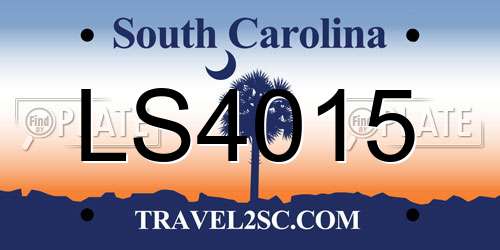 LS4015 South Carolina License Plate