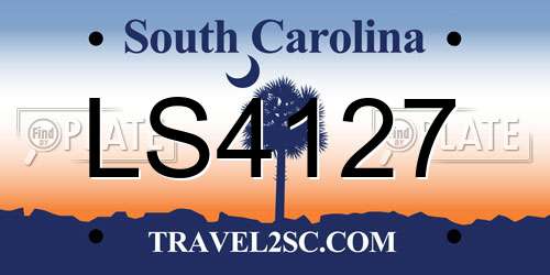 LS4127 South Carolina License Plate
