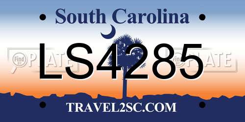 LS4285 South Carolina License Plate