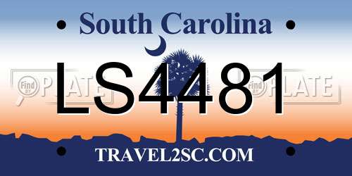 LS4481 South Carolina License Plate