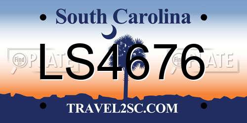 LS4676 South Carolina License Plate