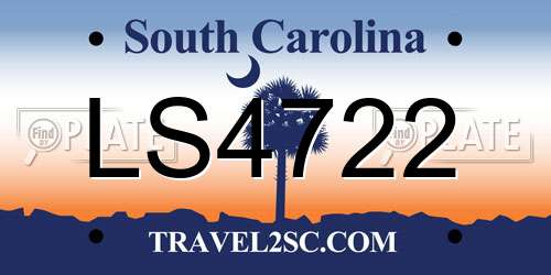 LS4722 South Carolina License Plate