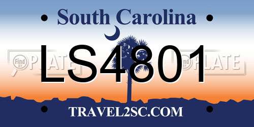 LS4801 South Carolina License Plate