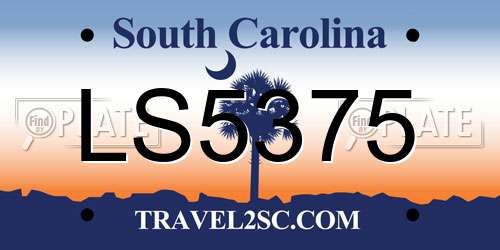 LS5375 South Carolina License Plate