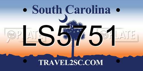 LS5751 South Carolina License Plate