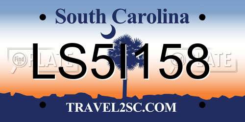 LS5I158 South Carolina License Plate