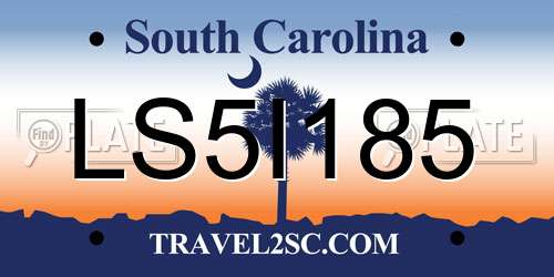 LS5I185 South Carolina License Plate