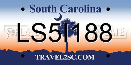 LS5I188 South Carolina License Plate