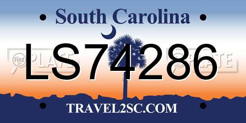 LS74286 South Carolina License Plate