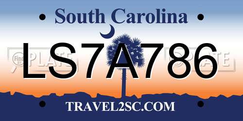 LS7A786 South Carolina License Plate