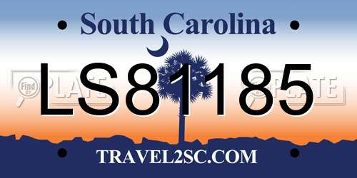 LS81185 South Carolina License Plate
