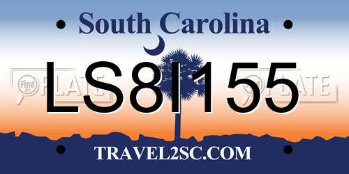 LS8I155 South Carolina License Plate