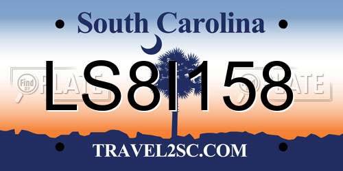 LS8I158 South Carolina License Plate