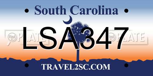 LSA347 South Carolina License Plate