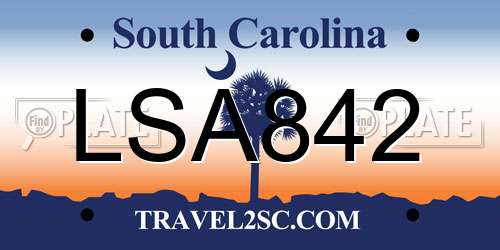 LSA842 South Carolina License Plate