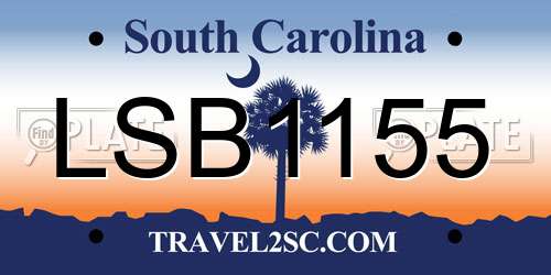 LSB1155 South Carolina License Plate