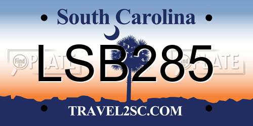 LSB285 South Carolina License Plate