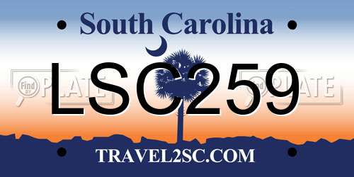 LSC259 South Carolina License Plate