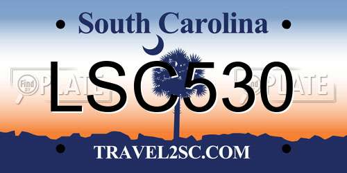 LSC530 South Carolina License Plate