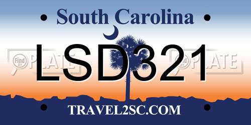 LSD321 South Carolina License Plate