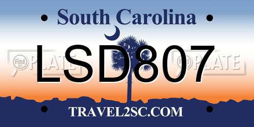 LSD807 South Carolina License Plate