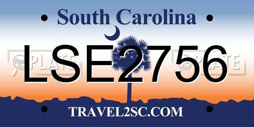 LSE2756 South Carolina License Plate
