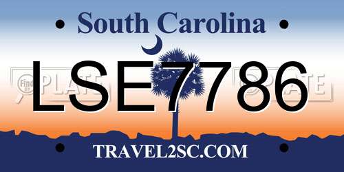 LSE7786 South Carolina License Plate
