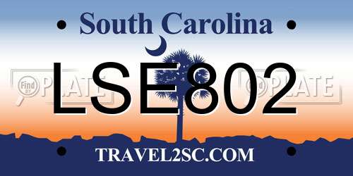 LSE802 South Carolina License Plate