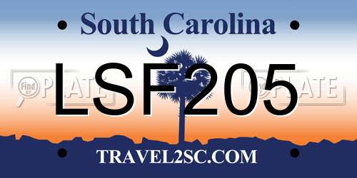 LSF205 South Carolina License Plate